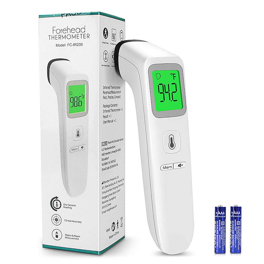Termómetro digital para adultos y niños, termómetro de frente sin contacto  para bebé, termómetro infrarrojo de modo de superficie corporal 2 en 1 con  alarma de fiebre y en